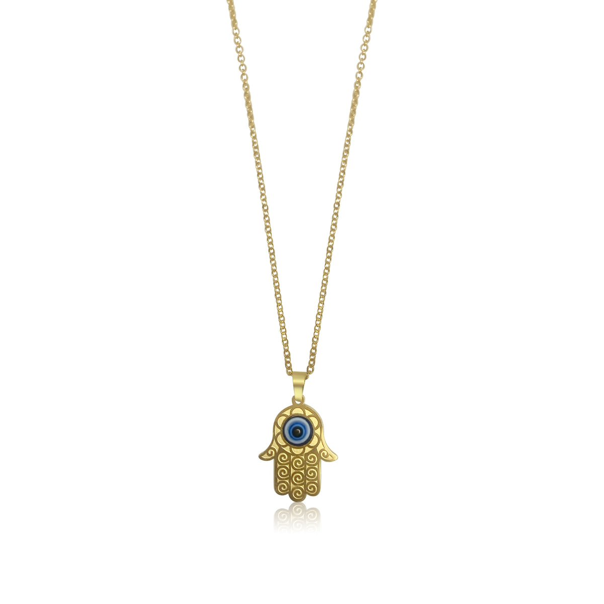 Gold hamsa evil clearance eye necklace