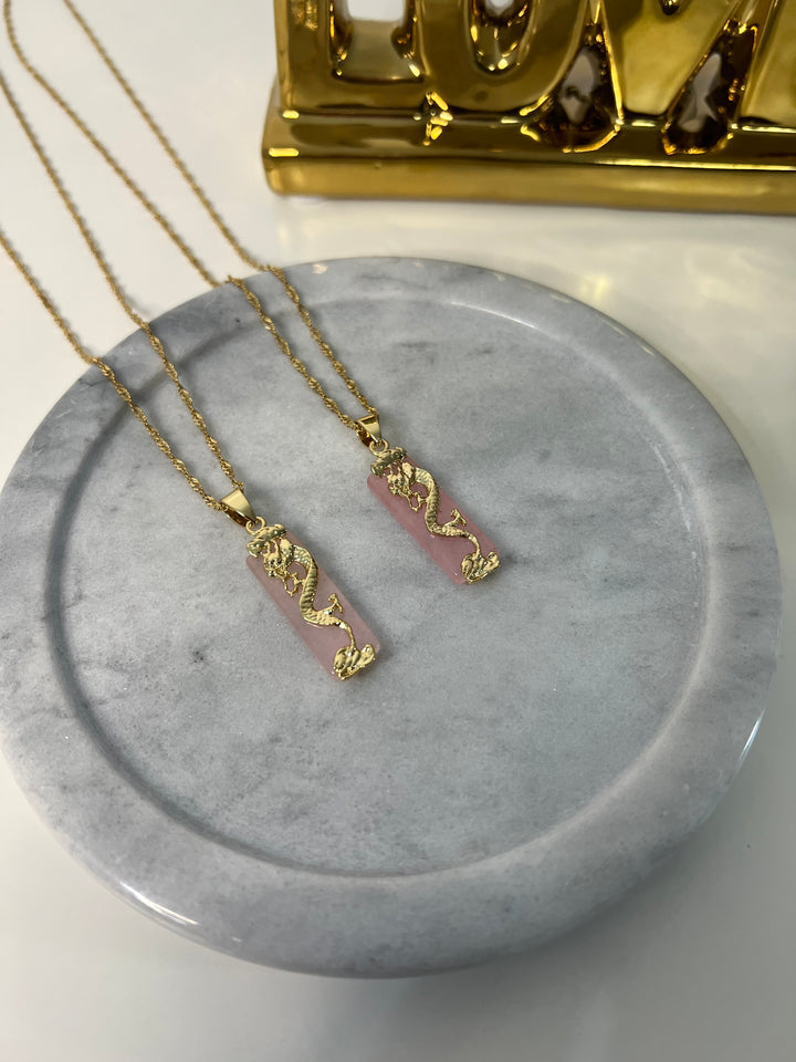 Protection Dragon Necklace - Pink
