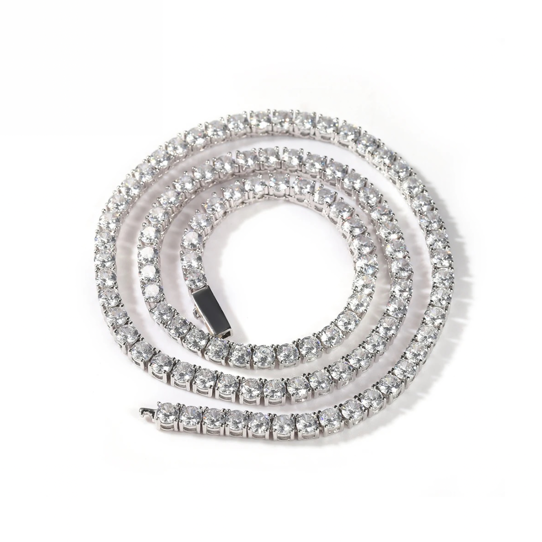 Diamond Tennis Necklace -Silver