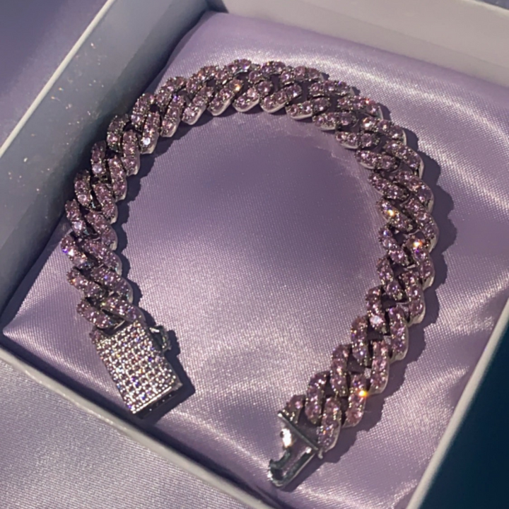 So Icy Cuban Bracelet - Pink
