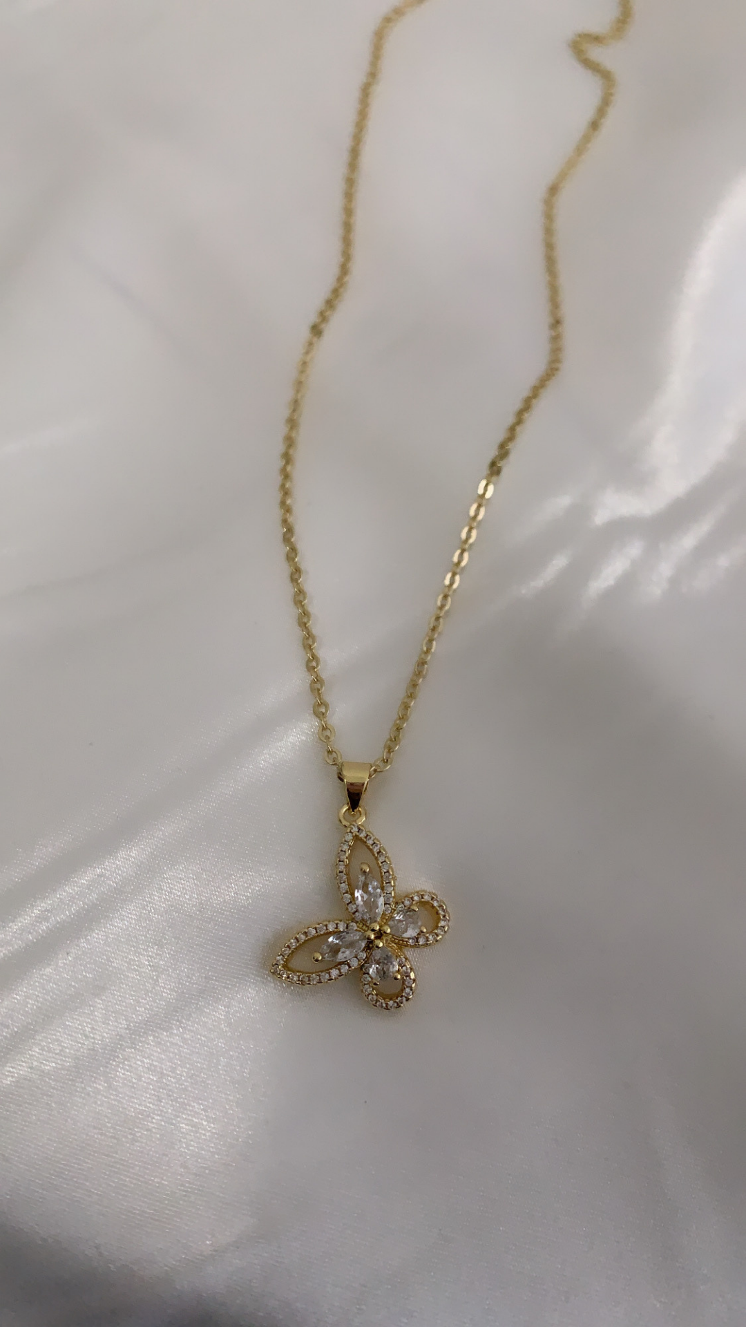 Crystal Butterfly Necklace - Gold Filled