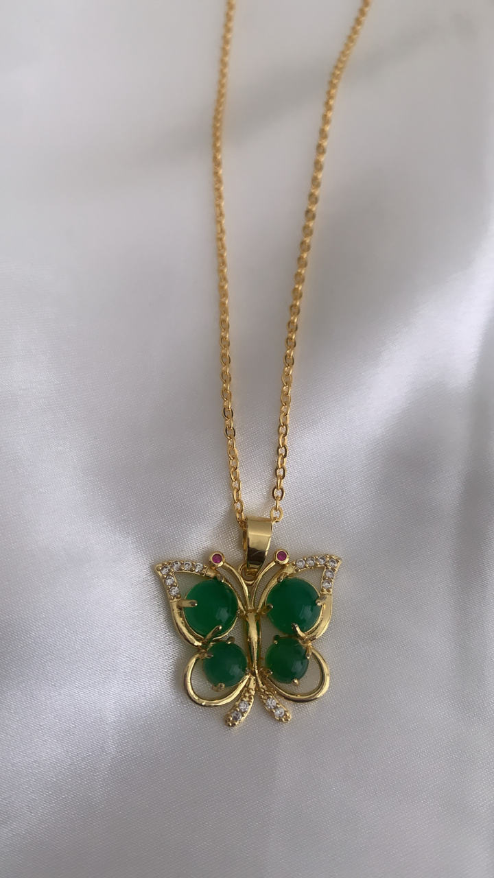 Crystal Butterfly Jade Necklace