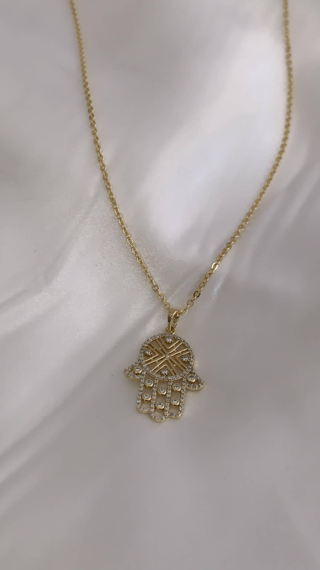 Crystal Hamsa Necklace - Gold Filled