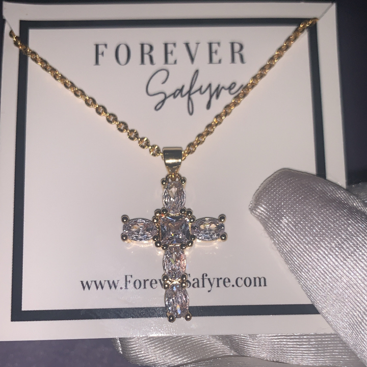 Dainty Diamond Cross Necklace - Gold Filled