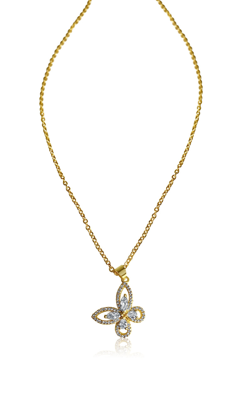 Crystal Butterfly Necklace - Gold Filled