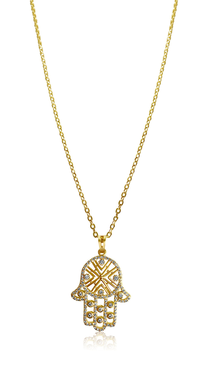 Crystal Hamsa Necklace - Gold Filled