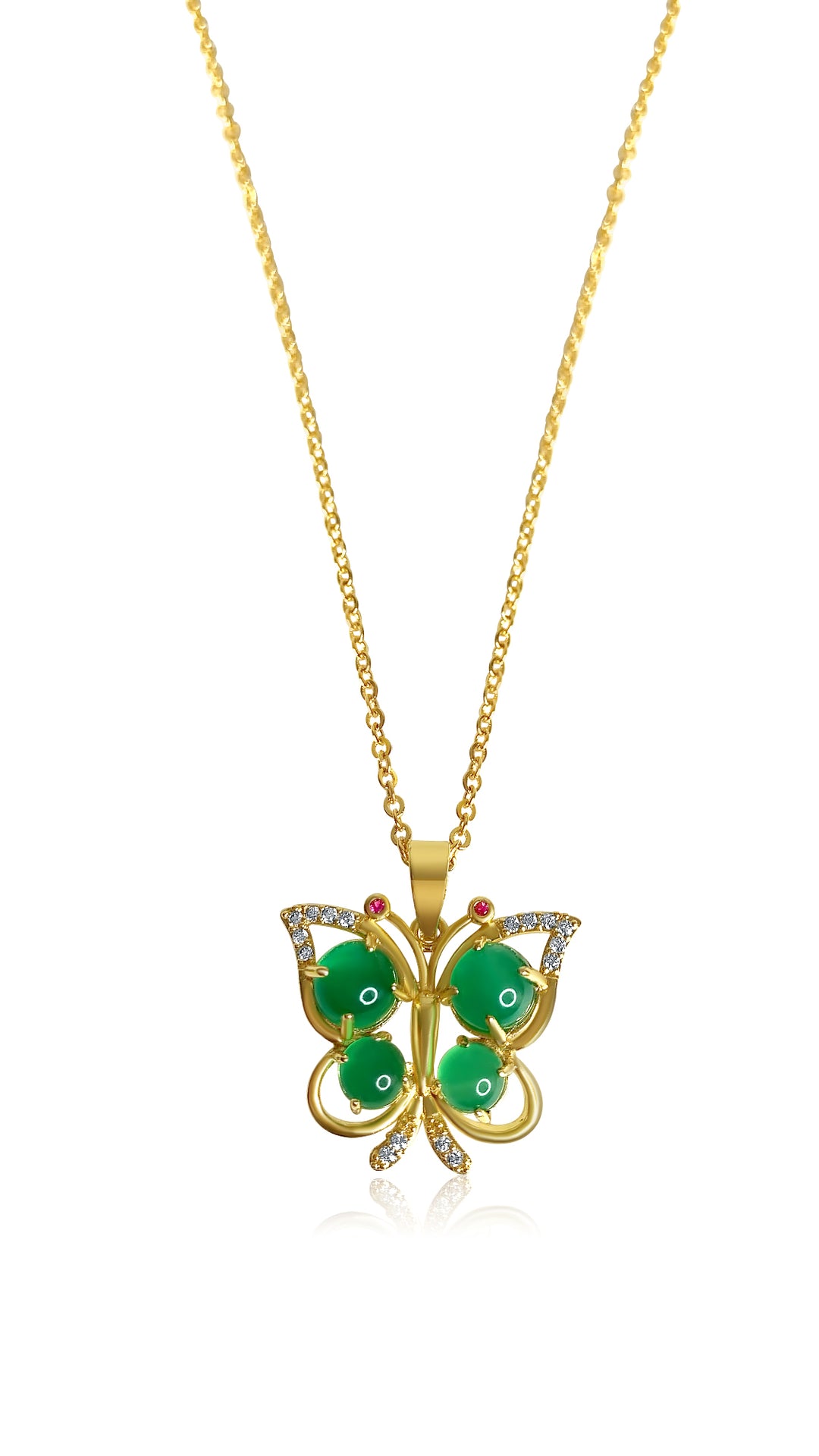 Crystal Butterfly Jade Necklace