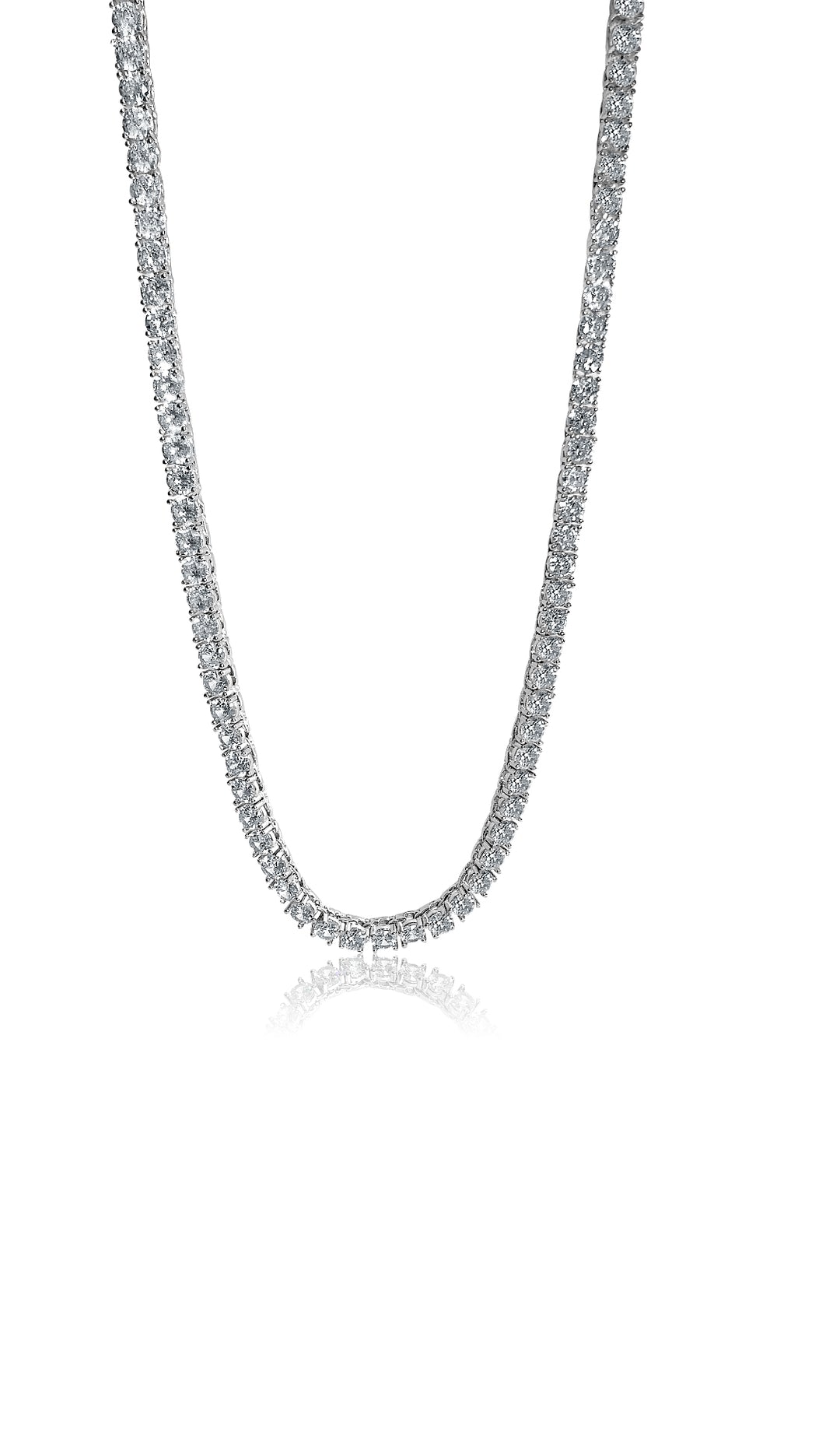 Diamond Tennis Necklace -Silver