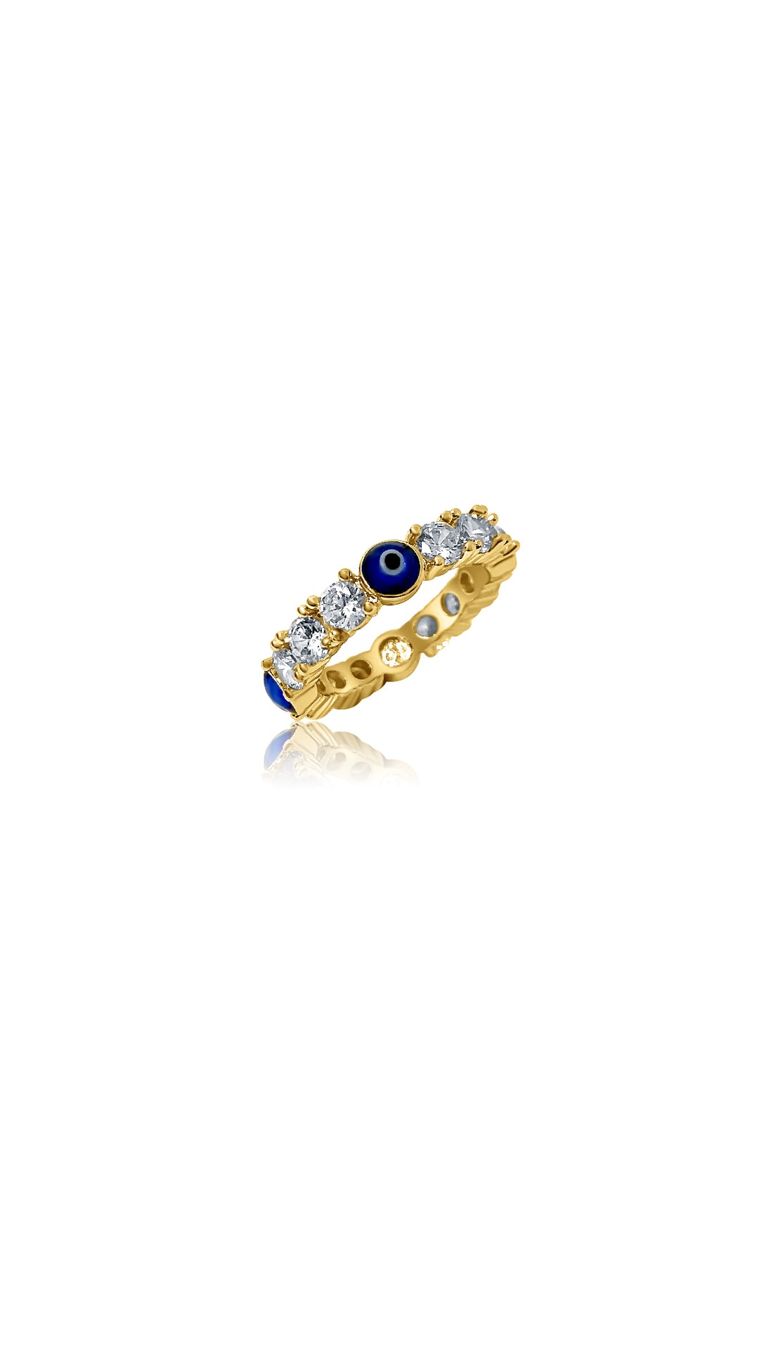 Blue Tennis Evil Eye Ring - Gold/Silver