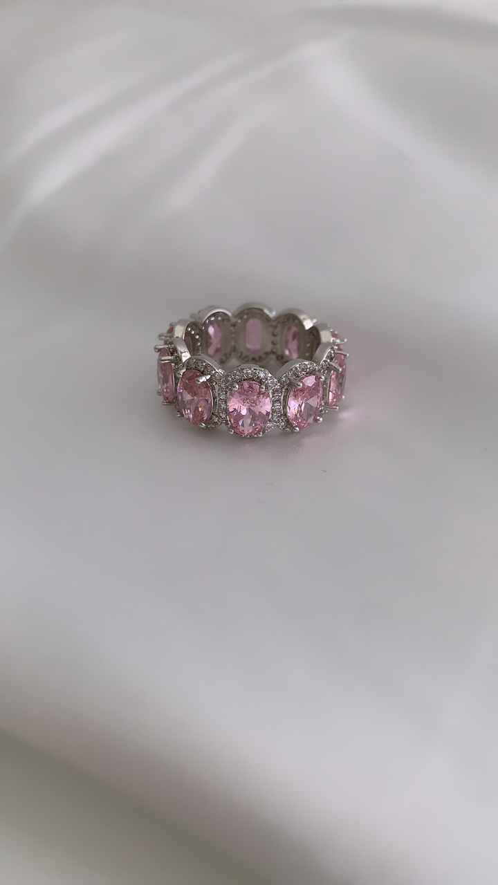 Eternity Diamond Ring - Pink-Silver